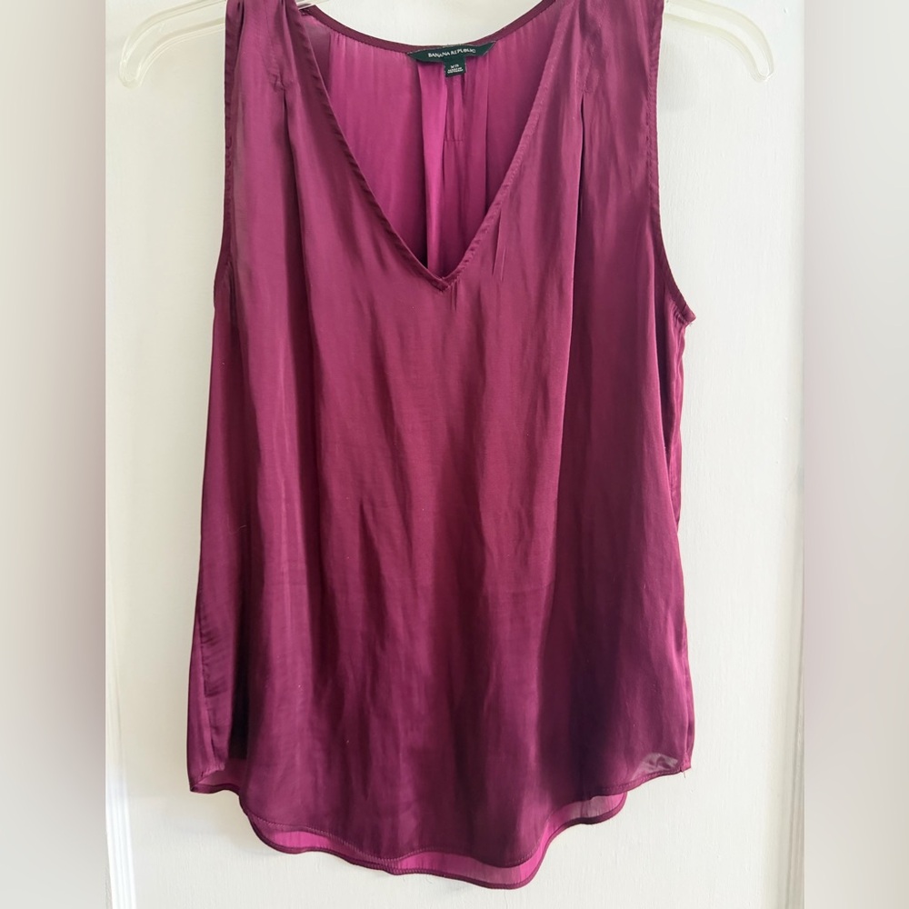 Banana Republic Petite Soft Satin Pleated Drapey Tank